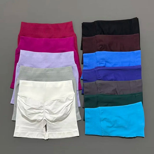 HISTELLO Impact Shorts 4.5" Women Yoga Shorts Seamless Low Waist Scrunch Bum Gym Leggings Workout Stretch Fitness Sports Shorts
