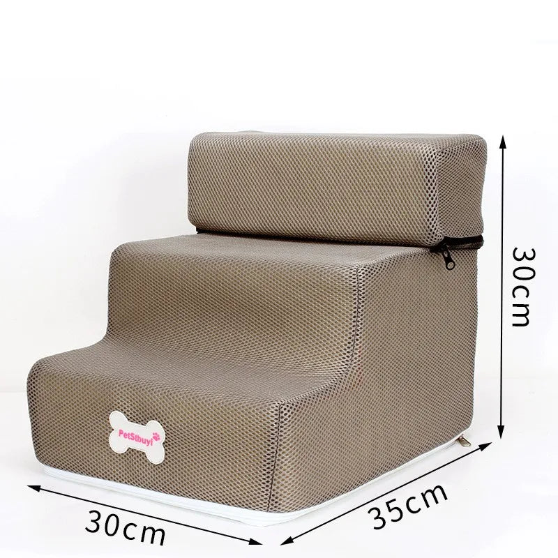Hot Dog House-Style 3-Step Pet Stairs - Anti-Slip