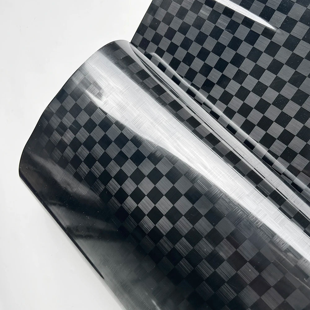 Premium High Gloss 9D Plaid Pattern Forged Carbon Fiber Film Car Wrap Vinyl Covering Film Air Release Self-Adhesive Auto Sticker