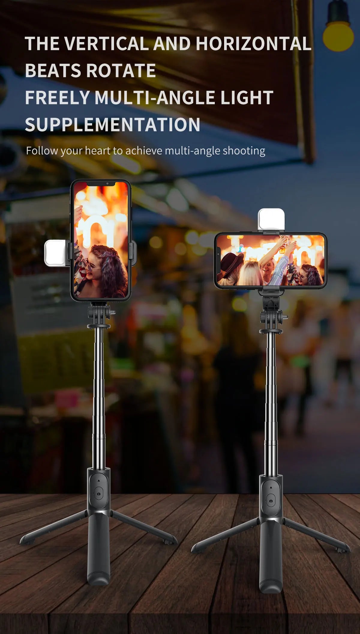 Portable Tripod Phone Selfie Stick – LED Fill Light, Bluetooth Remote & Extendable Stand for TikTok & Live