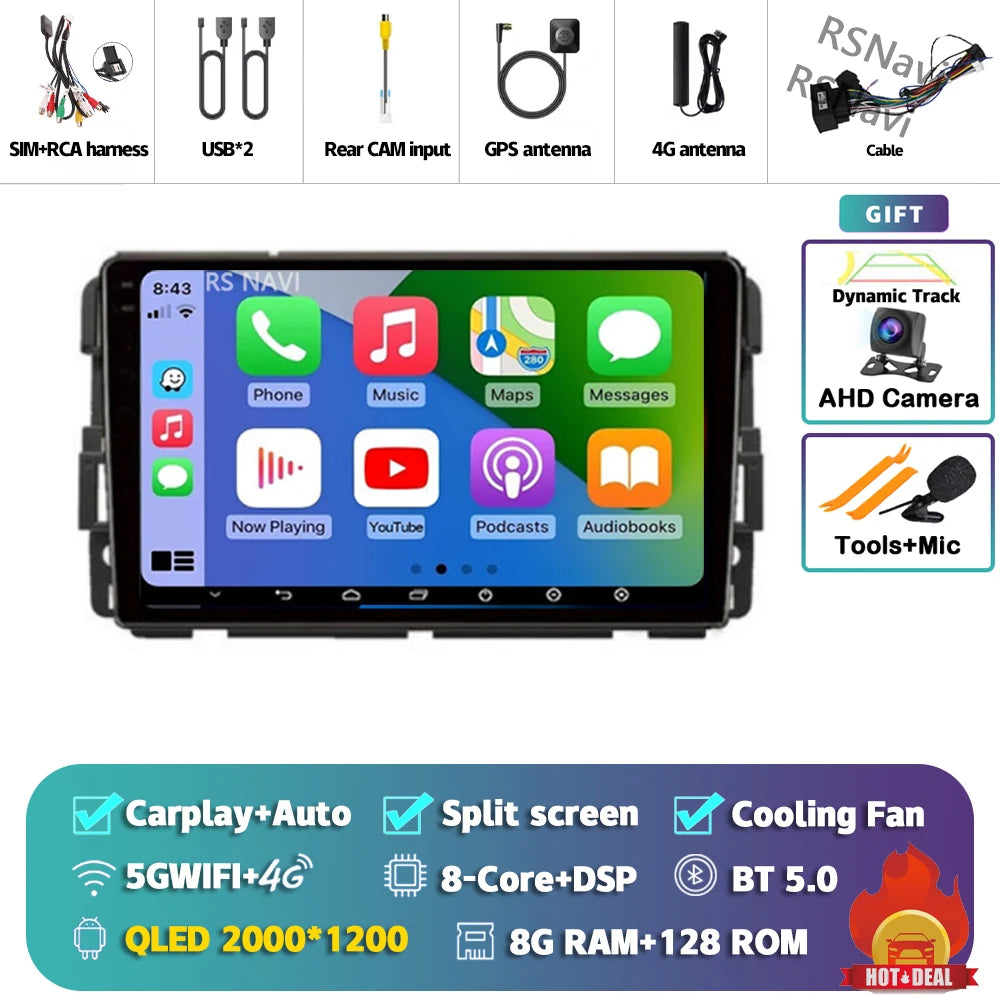 Android 16 Carplay Car Radio For Chevrolet Silverado Impala GMC Yukon Acadia Sierra Navigation GPS Multimedia Player stereo wifi