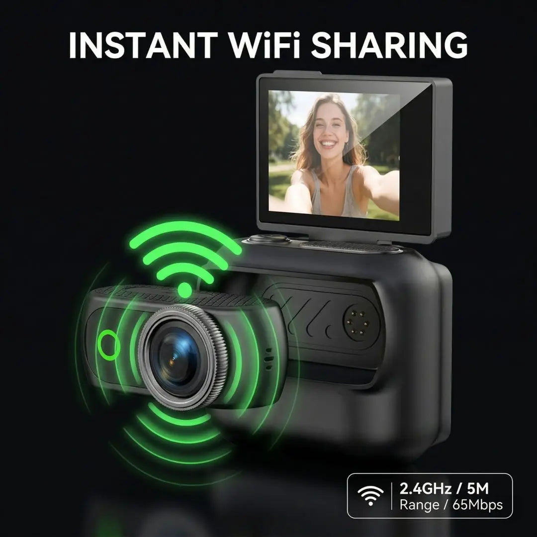 ANSVICAM 4K POV Camera — Magnetic Anti-Shake Vlog Cam with Case