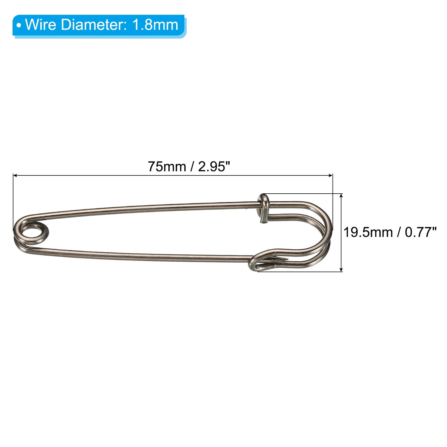 Safety Pins 2.95 Inch Large Metal Sewing Pins for Blankets Skirts Crafts Brooch Making 20Pcs