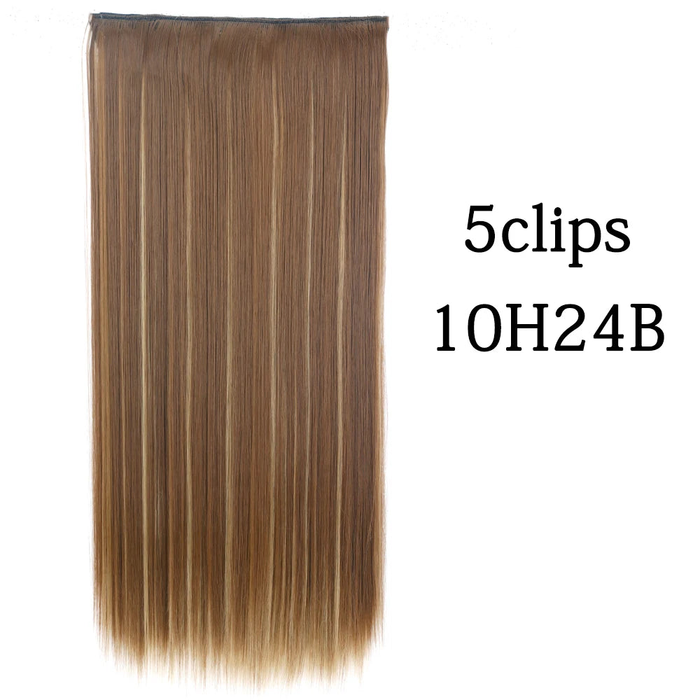 Synthetic 5 Clip In Hair Extensions Long Curly Hairstyle Hairpiece Natural Brown Black 80cm Heat Resistant  Fake Hair For Women