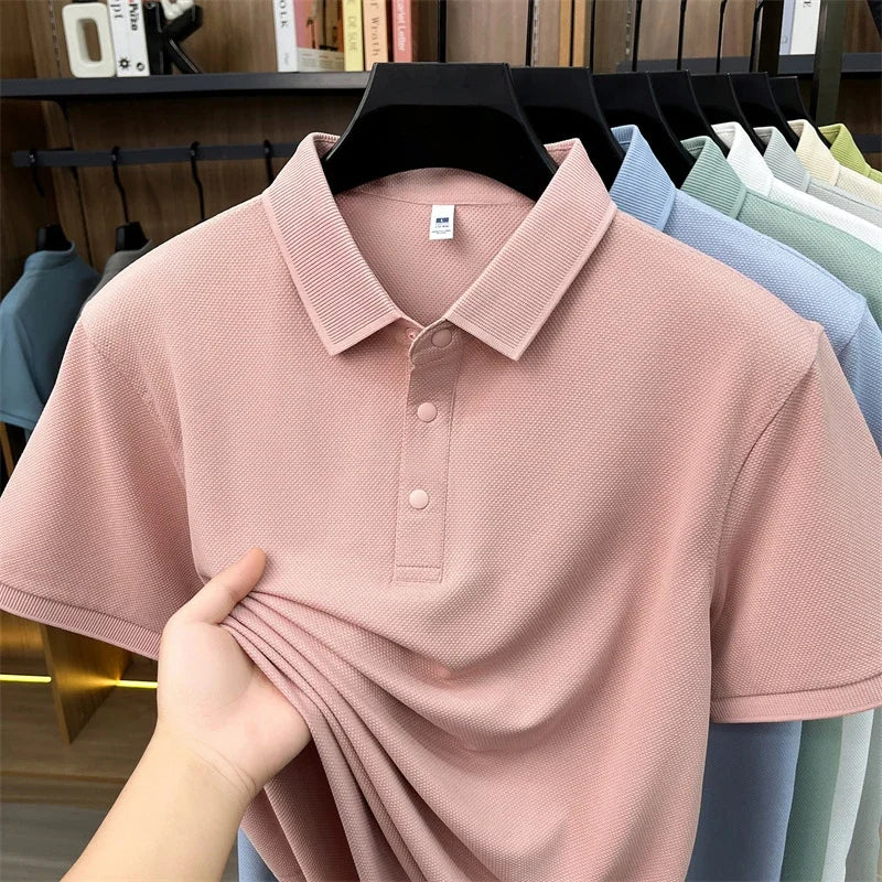 Men's Casual Lapel Polo Shirt - Soft Breathable Fabric, Everyday