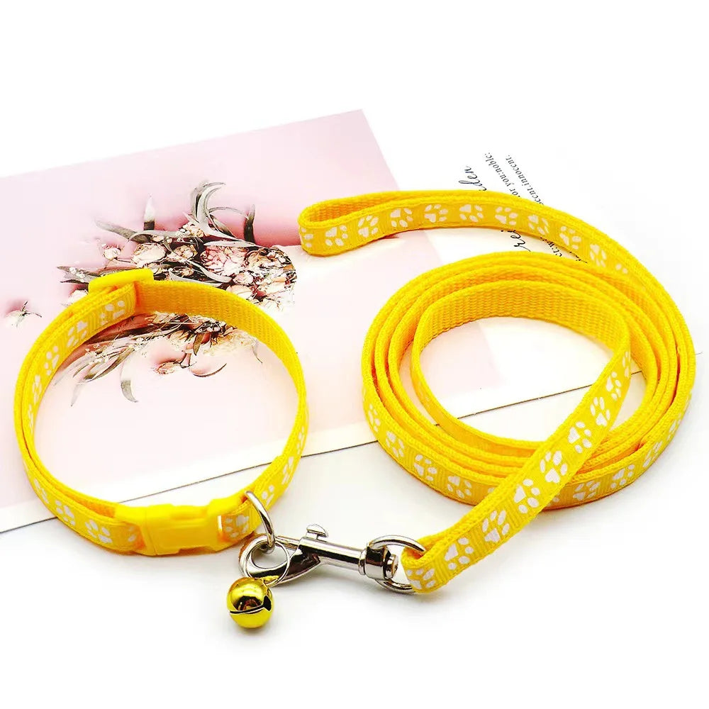 Cat Collar & Leash Set - Cartoon Paw Bell Collar for Kittens – photo 5