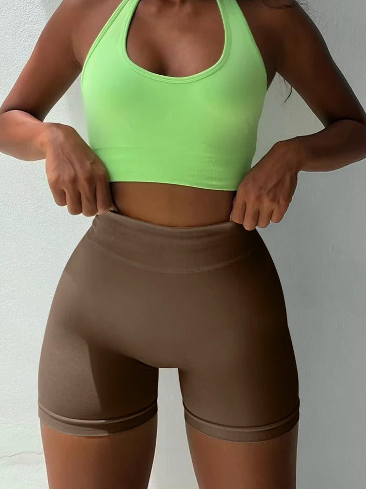 2026 Women's Yoga Shorts High Waisted Fitness Pants Seamless Hip Lifting Ladies Sports Shorts