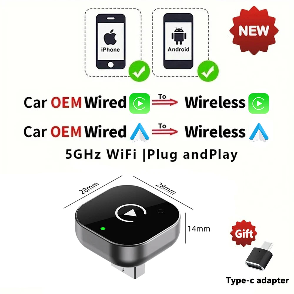 EKIY 2in1 Wired To Wireless CarPlay Adapter Android Auto Dongle Smart AI Box High Quality Car Accessories Intelligent System