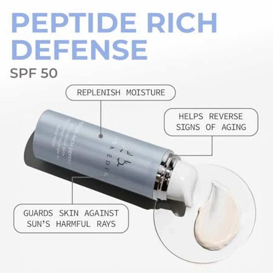 Peptide-Rich Defense Face Moisturizer - Hydrating Face Lotion with Broad Spectrum SPF 50 Sunscreen for Dark Spots, Fine Lines W
