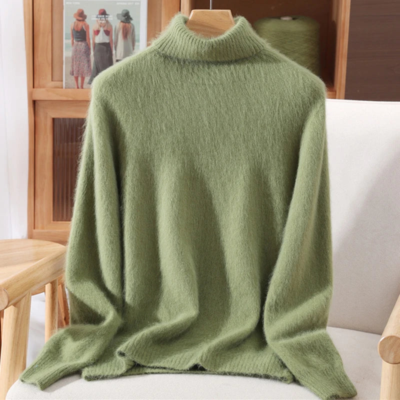 Women's High Collar Knit Sweater, Thick Pullover