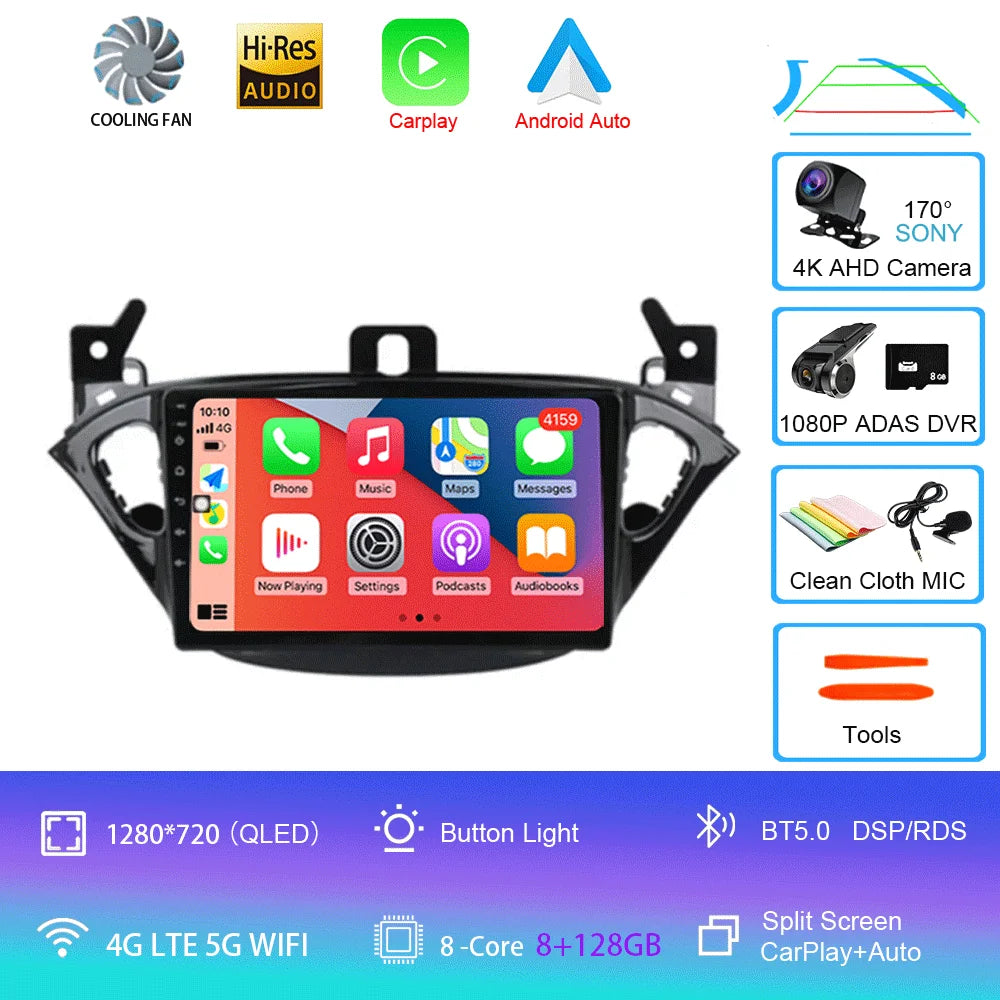 Carplay 2 Din Android 16 Car Radio Audio Multimedia For Opel Corsa E 2014 2015 - 2019 GPS Navigation Auto Stereo Monitor BT WIFI