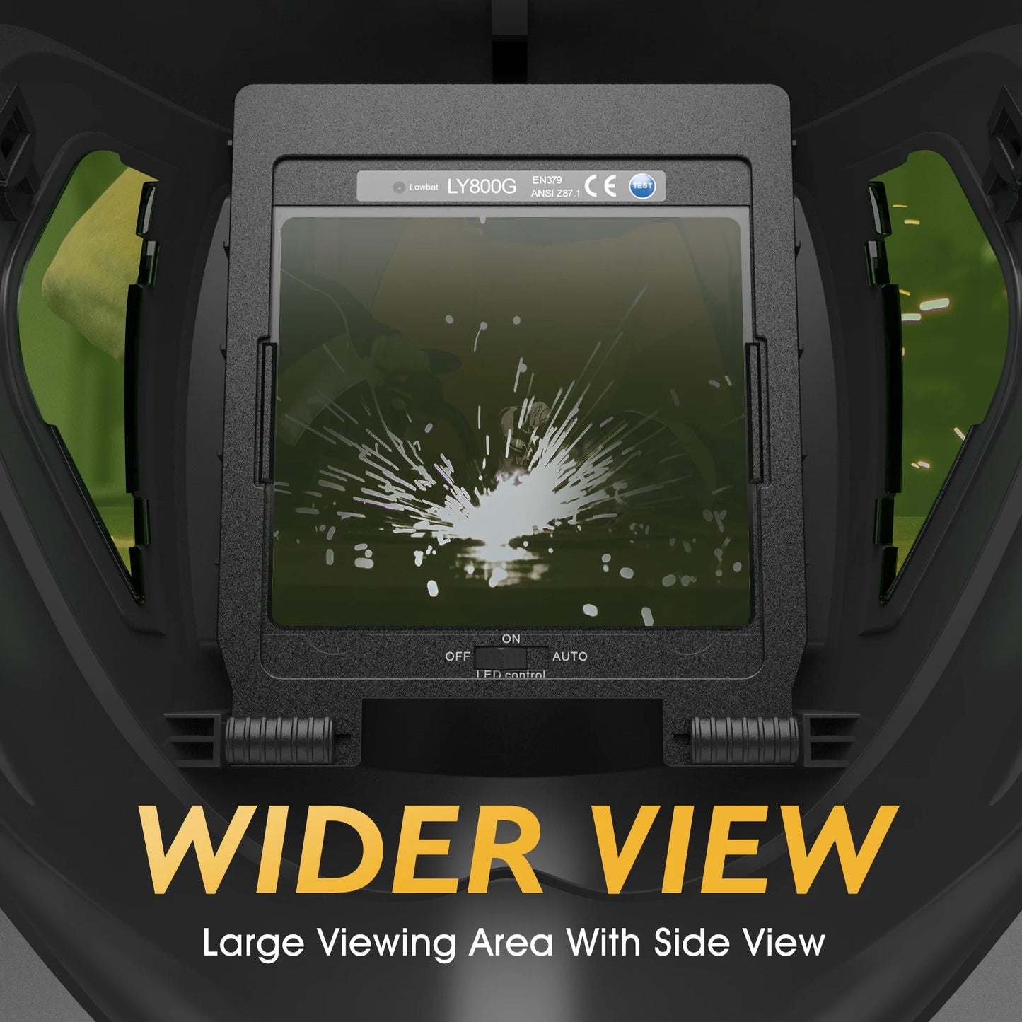 TOOLIOM Auto Darkening Welding Helmet with Light 1/1/1/1 Large Viewing 4.31" x 3.81" True Color Welding Mask Shade