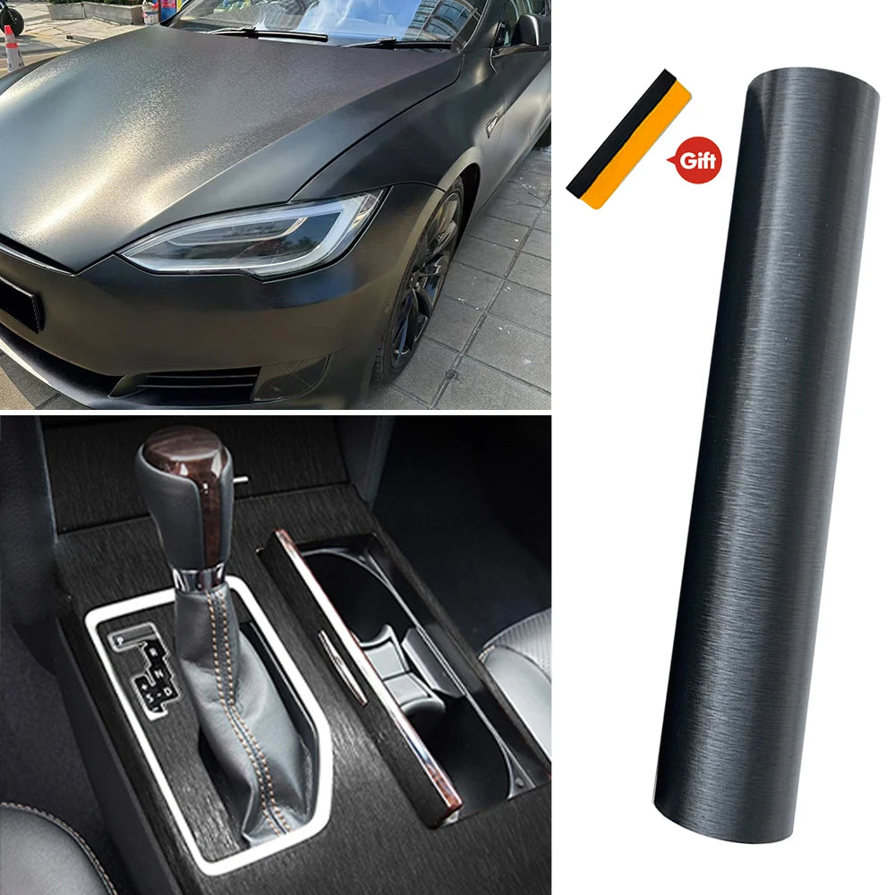 Matt Brushed Aluminum Vinyl Wrap Film Silver Car Stickers PVC Self Adhesive Protection Sticker Air Release Motorbike Accessories