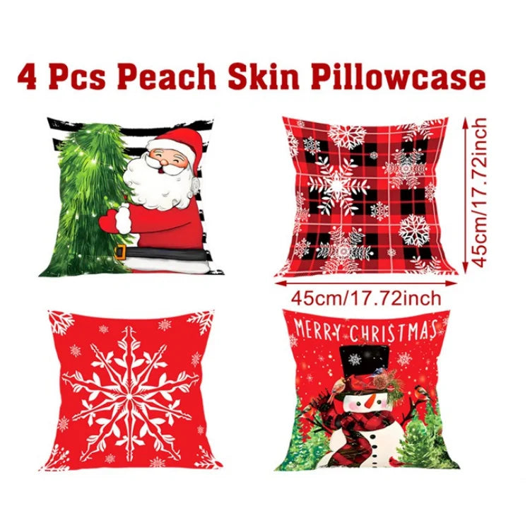 4pcs Merry Christmas Cushion Cover Home Decorations 2026 Christmas Ornament Pillow Case Xmas Navidad Gifts New Year Gifts 2026