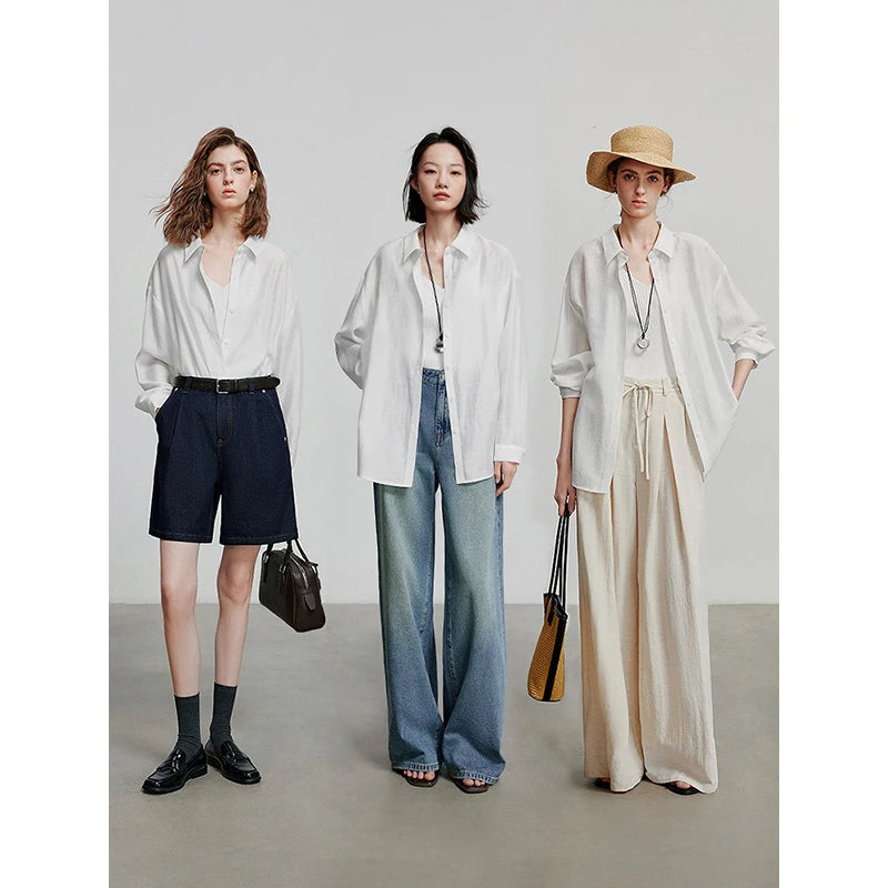 TOYOUTH Women Blouse Shirt 2025 Summer New Lyocell Shirt 8522012