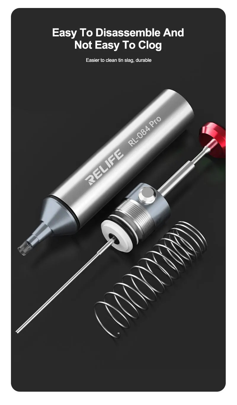 RELIFE RL-084 Pro Strong Suction Aluminum Alloy Desoldering Sucker Powerful Vacuum Suction for PCB Soldering Removal & Repair