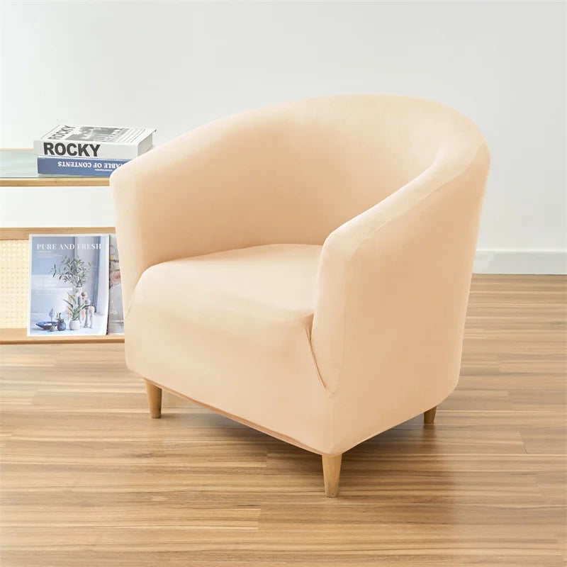 1PC Stretch Club Chair Cover Water Repellent Solid Color Arc Sofa Covers Single Removable Seat Slipcover Hotel Bar Counter Decor