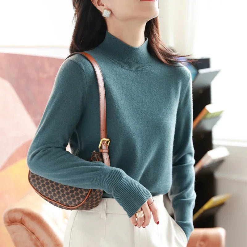 Women's mock neck base sweater, slim knit — view 10 of 20