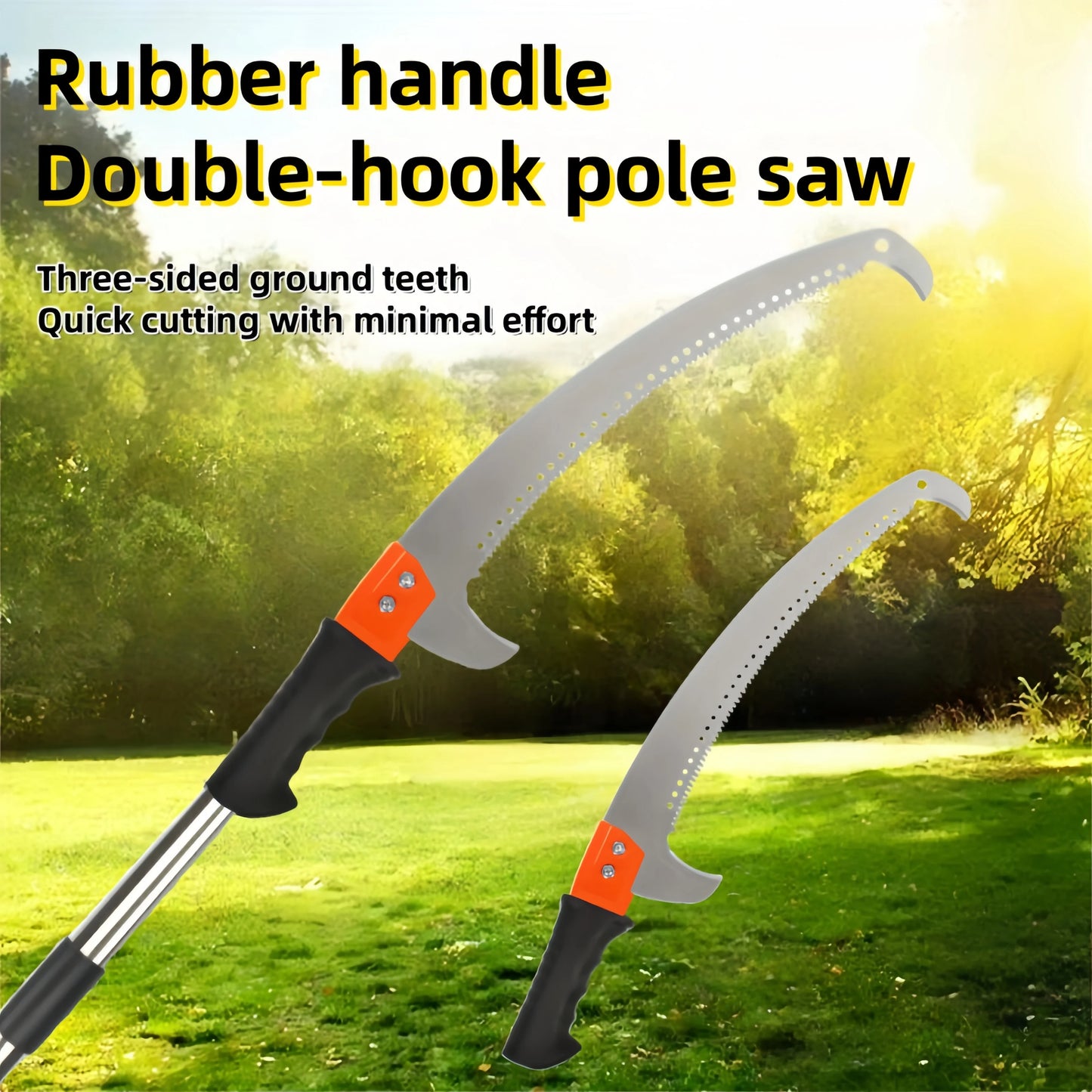 Telescopic Double-Hook Pruning Saw – Extendable High-Reach Tree & Fruit Branch Cutter