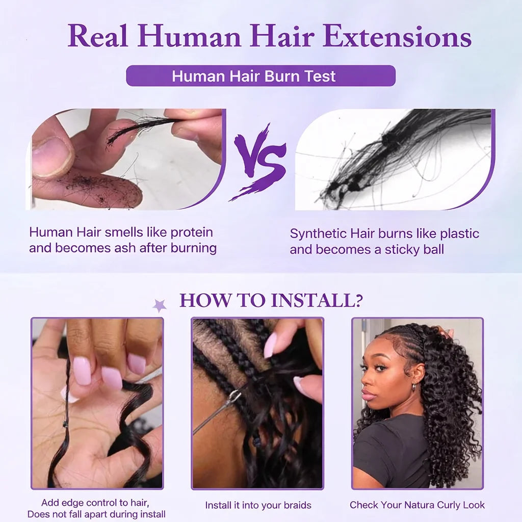 Curly Crochet Human Hair Hair Feather Knotless Pre-Separated Crochet Hair Extensions For Braiding Women Brazilian Human Bundles