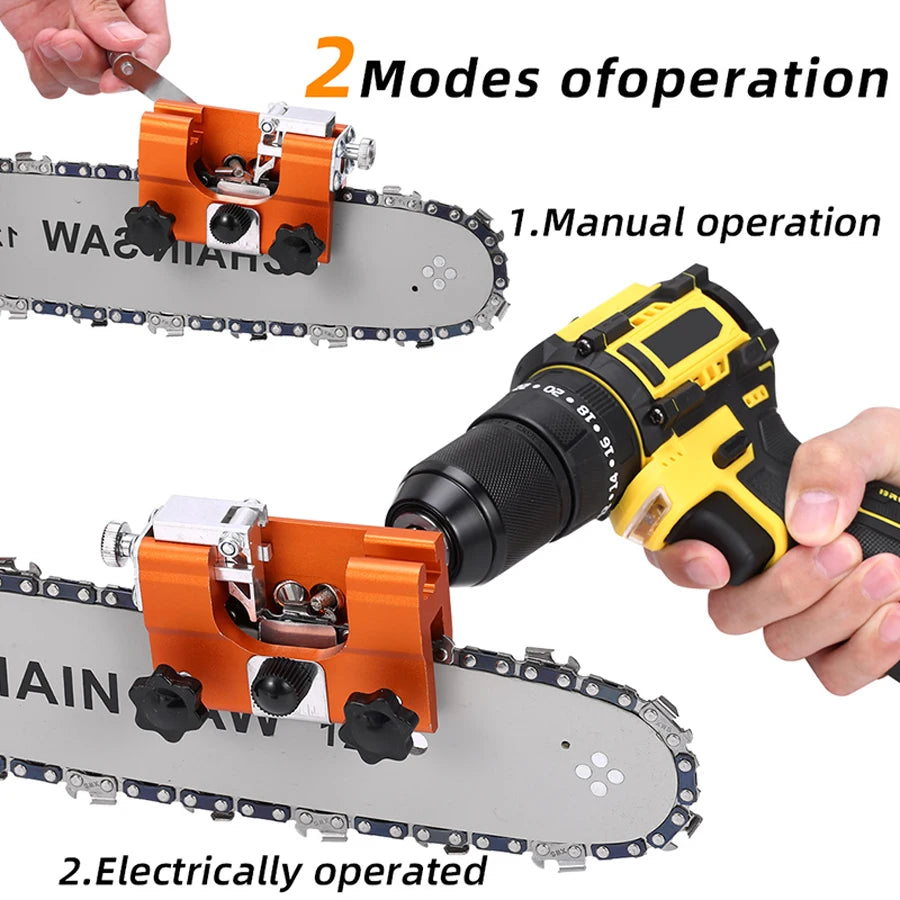 Portable Hand-Crank Chainsaw Sharpener Kit — 4 Carbide Sharpening Heads