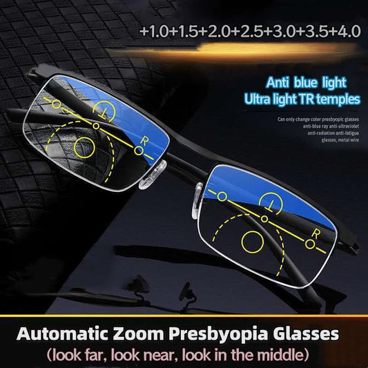 Multifocal Reading Glasses — Progressive Near and Far Lenses with Blue Light Filter