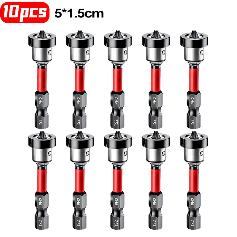 10/1x Magnetic Positioning Screwdriver Bits Hex Shank S2 Drywall Screw Bits for Batch Head Drilling Tools Gypsum Board Locating