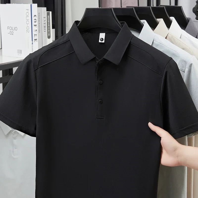 Men's Lapel Polo Tee - Breathable Soft Stretch, Summer Daily Wear