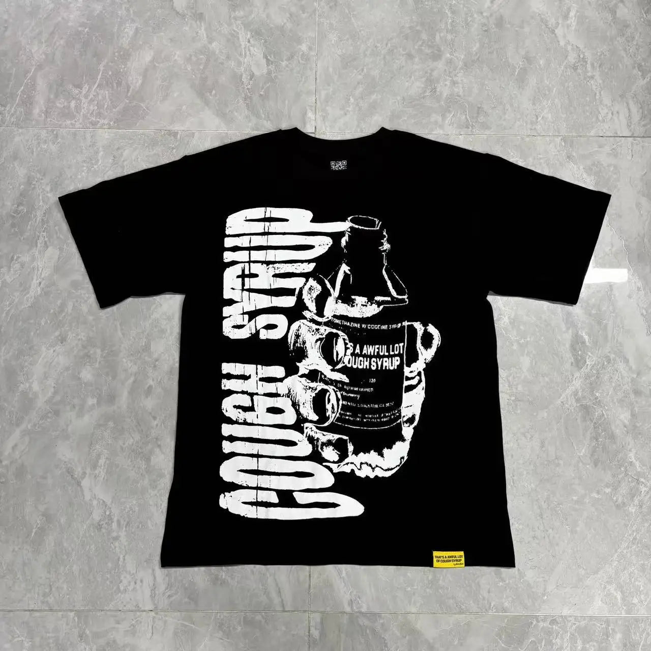 That's A Awful Lot of Cough Syrup Short Sleeve American Street Pop Hip-hop Cartoon Pattern Print Tops COUGH SYRUP T-shirt