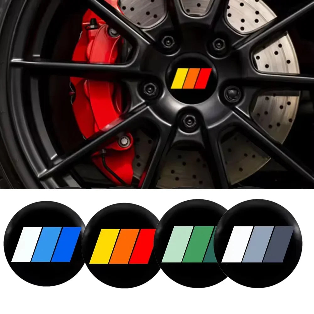 4PCS 56+60MM Universal 3 colors Emblem Wheel Center Hub Caps Sticker Rim Cover Auto Accessories