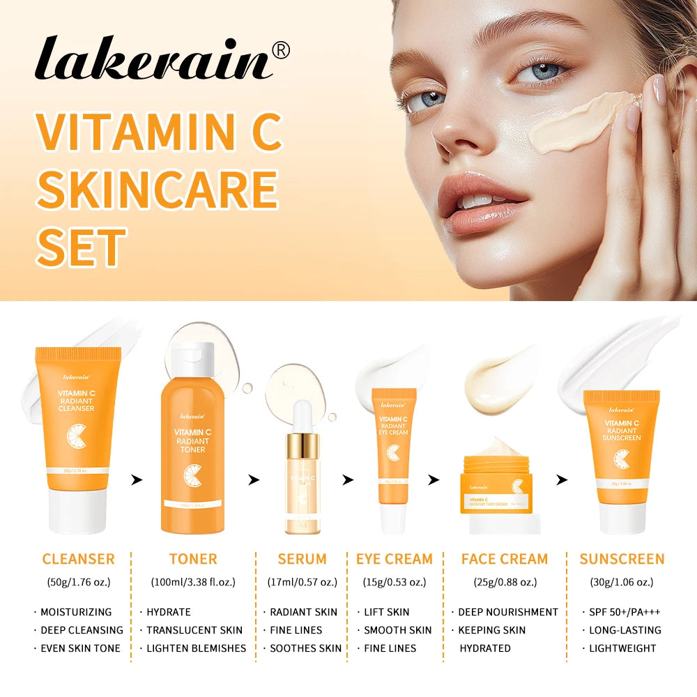 Vitamin C Skincare Set — 6pcs Brightening Dark-Spot Kit