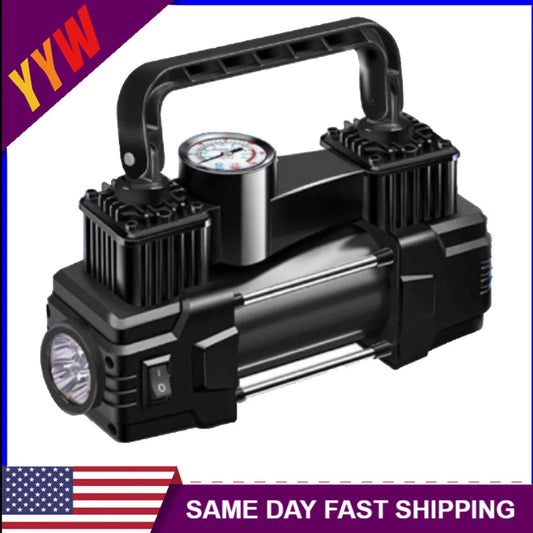 Dual Cylinder Heavy Car Tire Air Compressor 12V 150PSI Universal Portable Inflation Inflator Electric Pump with Pressure Gauge