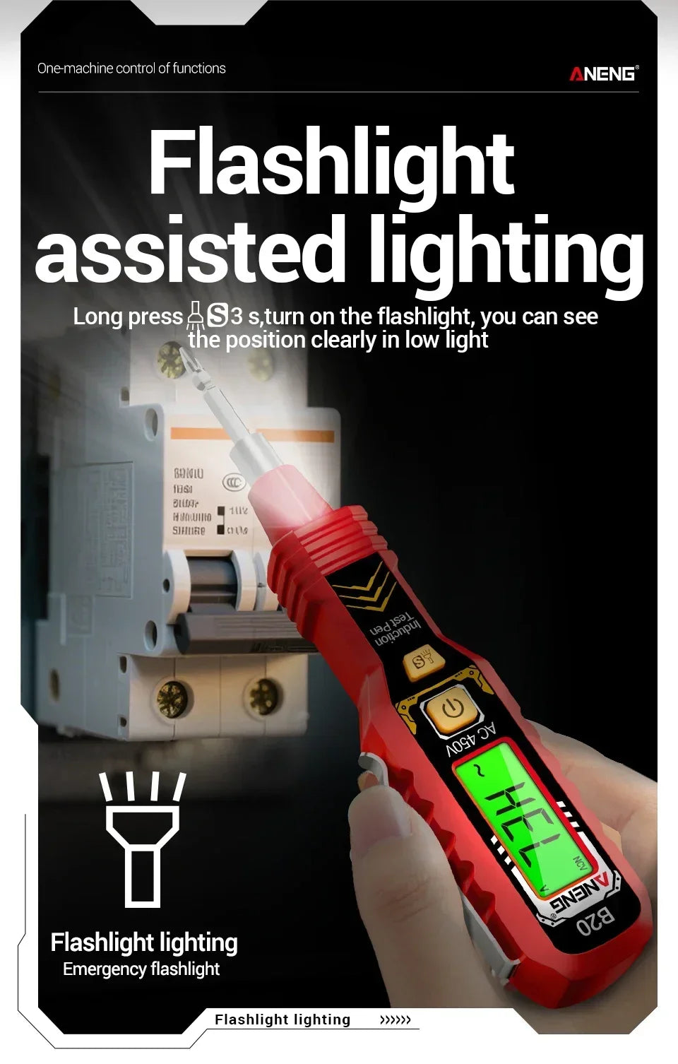 Dual-use Screwdriver Voltage Tester Pen ANENG B20 Double Head Insulated Slotted Cross Pen Screw Driver Repair Meter Hand Tools