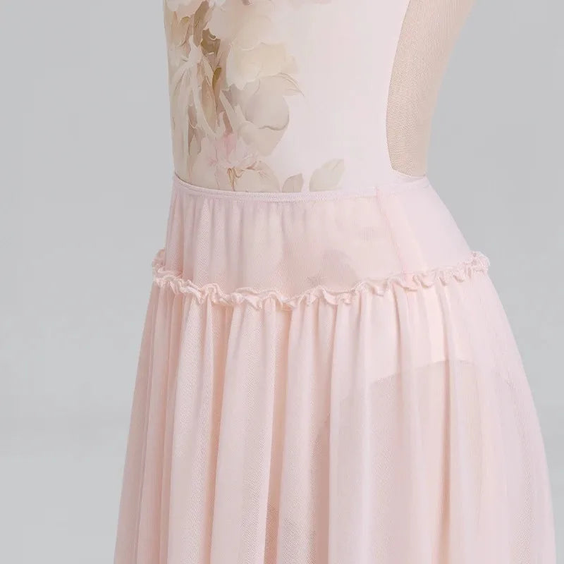Women's chiffon ballet practice dress with skirt