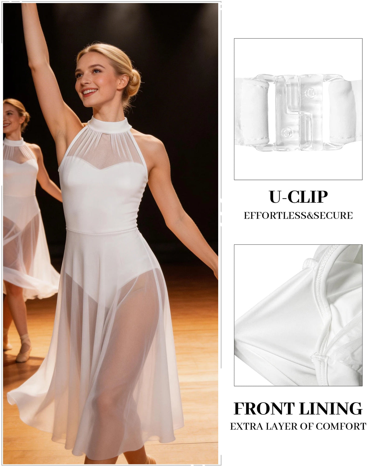 Women's white contemporary lyrical dance dress