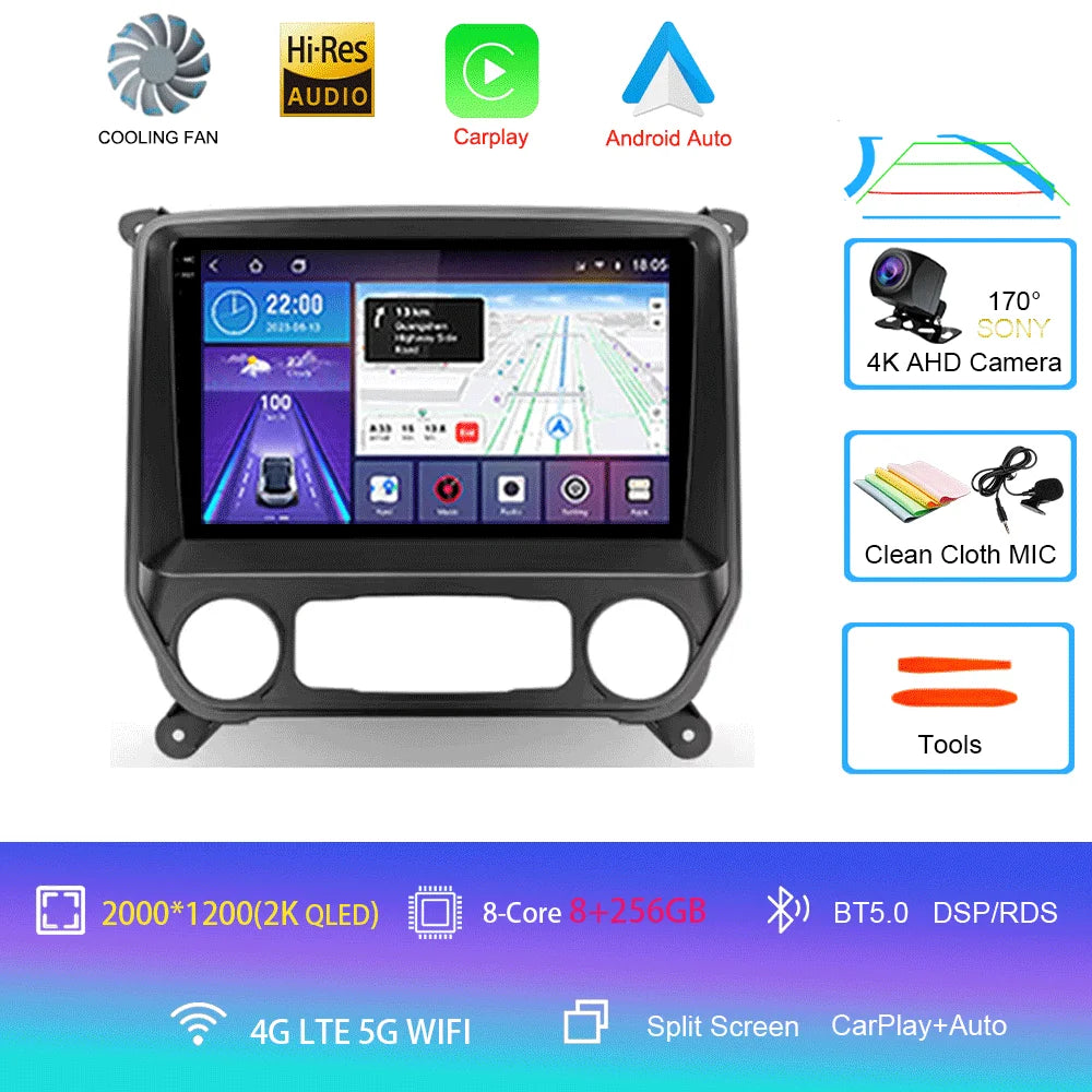 2K Android Car Stereo with CarPlay & Android Auto — Chevrolet Silverado (2014–2018)