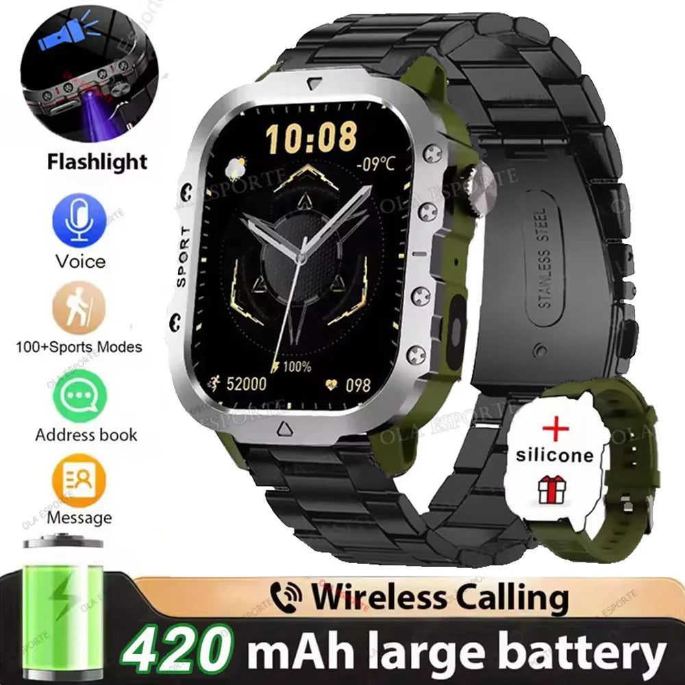 2026 Military Smart Watch – IP68 5ATM, 1.81" AMOLED, Bluetooth Call & Outdoor Fitness Tracker | Men