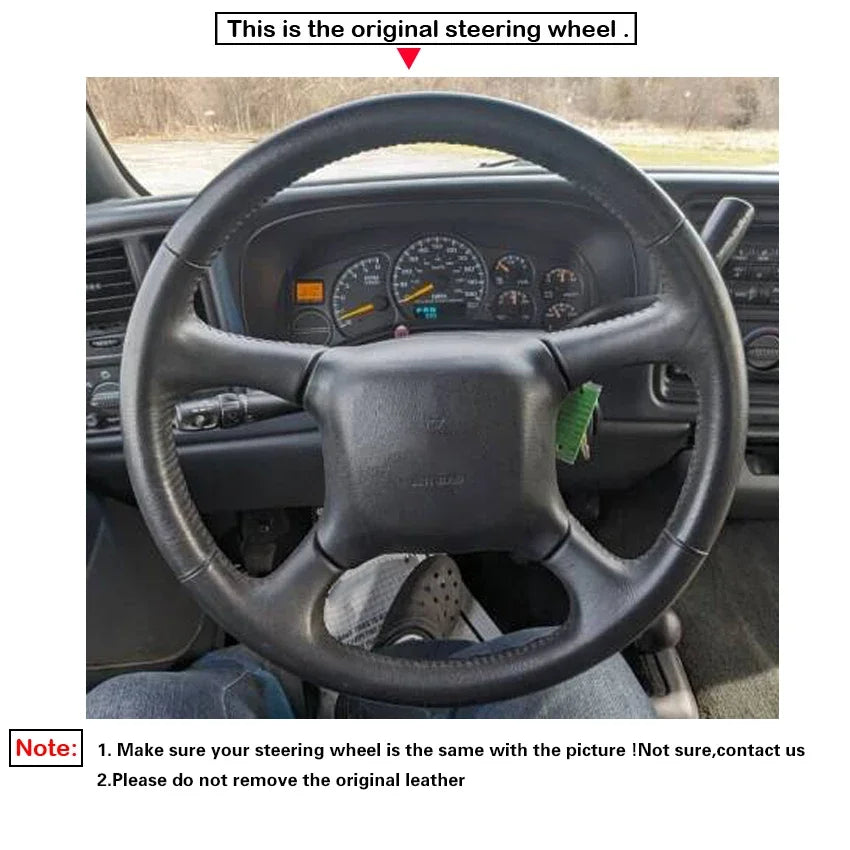 Black Faux Leather Car Steering Wheel Cover For Chevrolet Silverado 1500 Avalanche Blazer K 1500 Chevy Van Tahoe 1999-2002