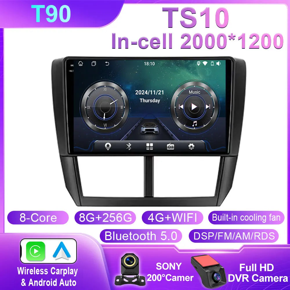 9" Android Car Stereo for Subaru Impreza GH/GE (2007–2011) — Wireless CarPlay, Android Auto, GPS, 4G, WiFi
