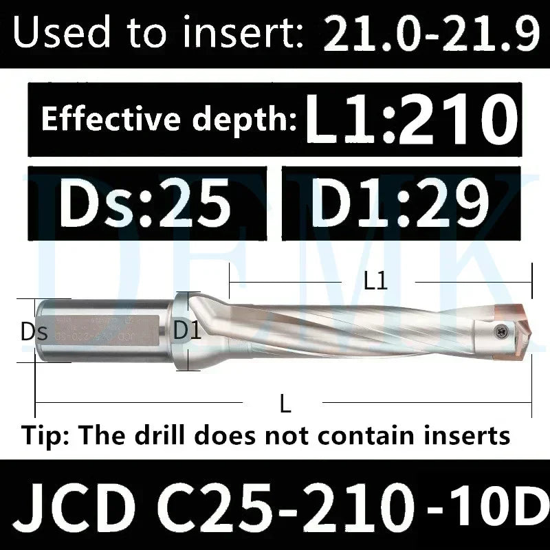 JCD Crown U-Drill Rod 10-25mm, Internal Cooling Indexable Drill