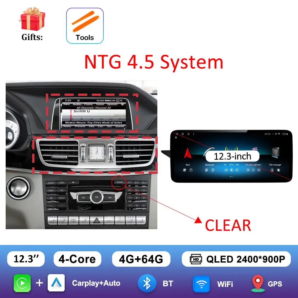 Android Car Stereo for Mercedes-Benz E-Class W212 (2009–2016) — CarPlay, QLED Screen, 4G, GPS