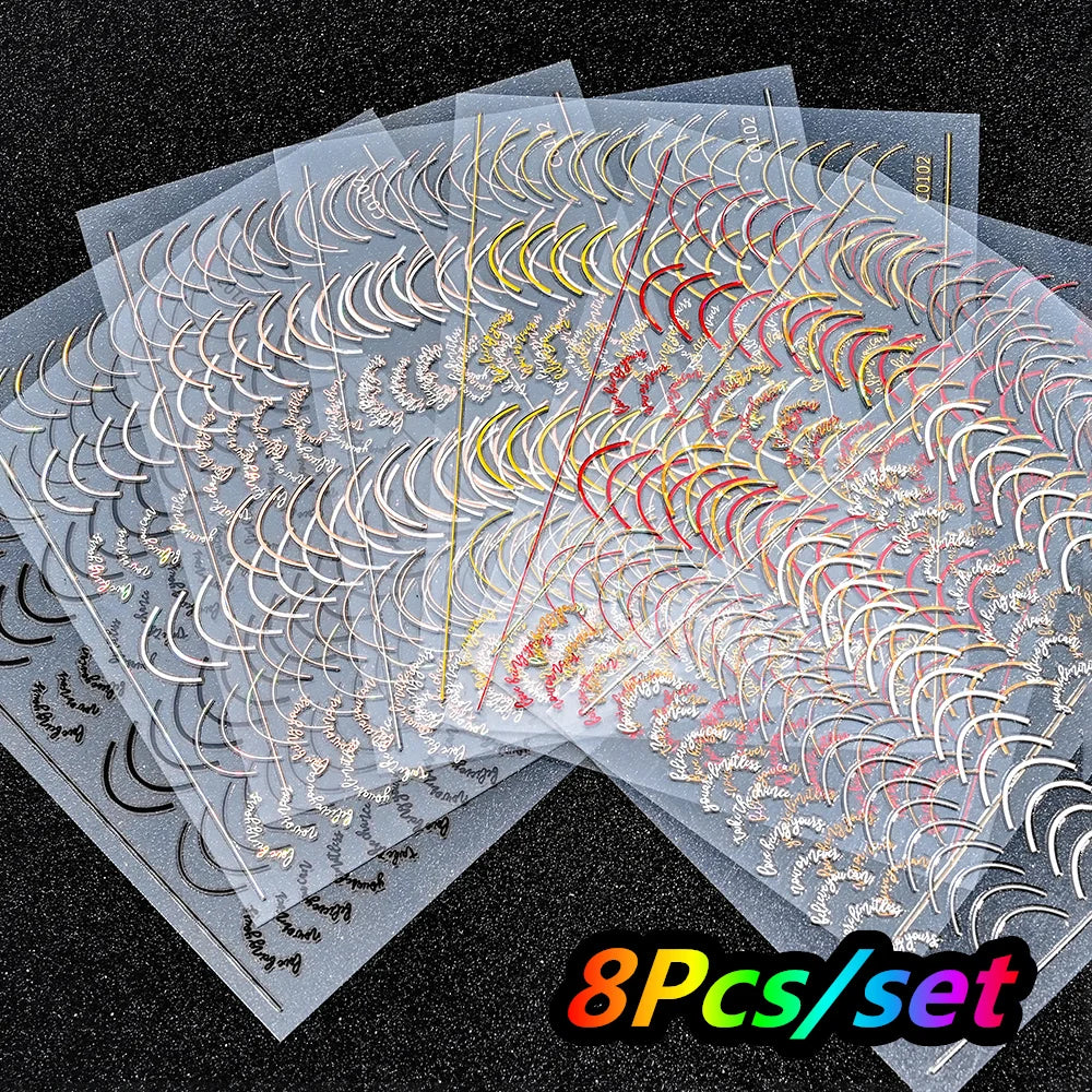 12Pcs/set Laser Silver Snowflake Nail Stickers Set  3D Winter Elk Snowflake Nail Art Decoration DIY Holographic Snowflake Slider
