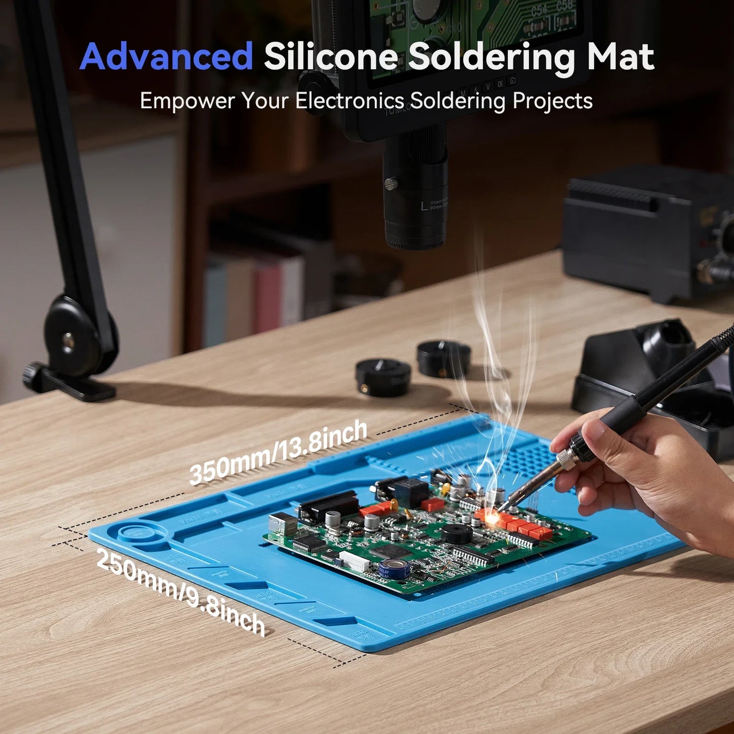 TOMLOV DM602 Digital Soldering Microscope 2000X – 10.1" Screen, 3 Lenses, 144-LED Ring Light | Coin & PCB Repair