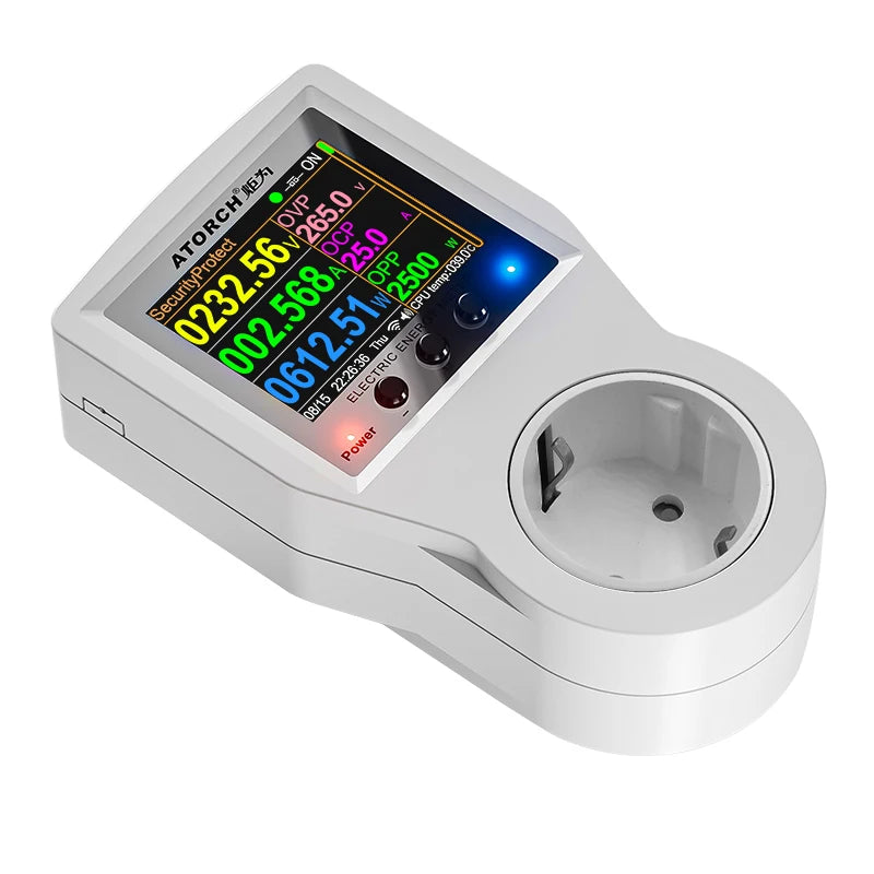 AC85-265V 16A Tuya WiFi Smart EU Socket Voltmeter Ammeter Power Meter Curve Electricity Bill Energy Consumption Analyzer Monitor