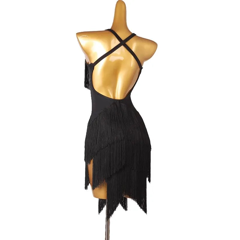 Women's tassel salsa Latin practice dress