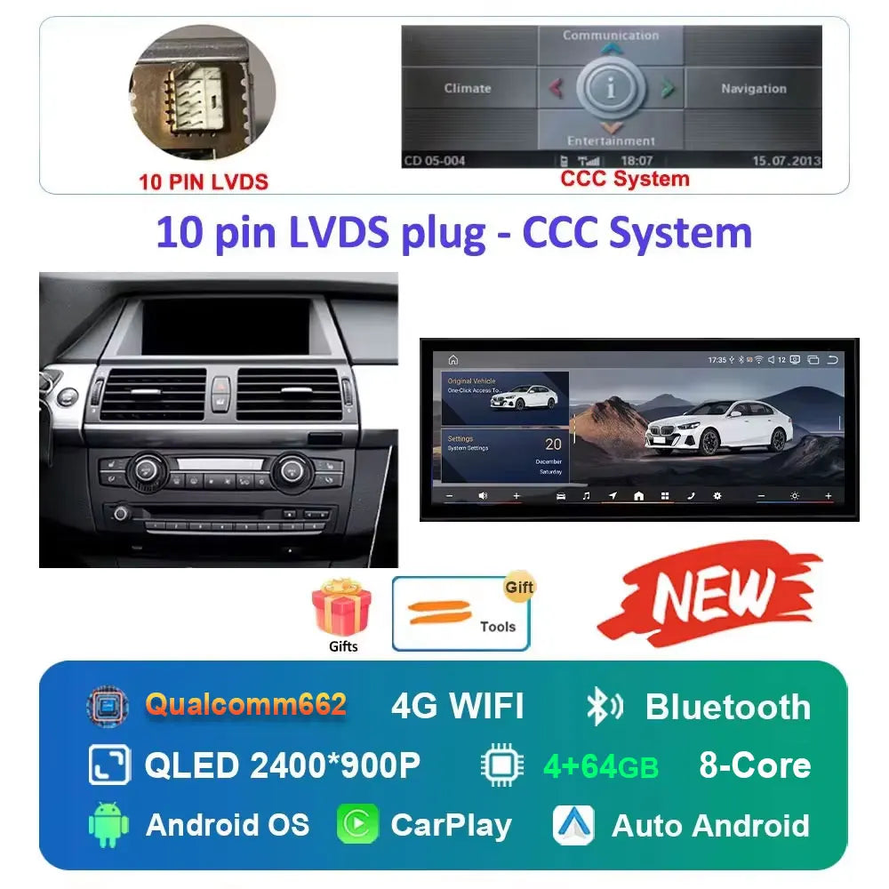 Navigation GPS Android 16 for BMW X5 X6 E70 E71 2008 - 2013 ClC/CCC System Car Radio Multimedia Player BT 4G DSP Stereo WiFi 4Ｇ