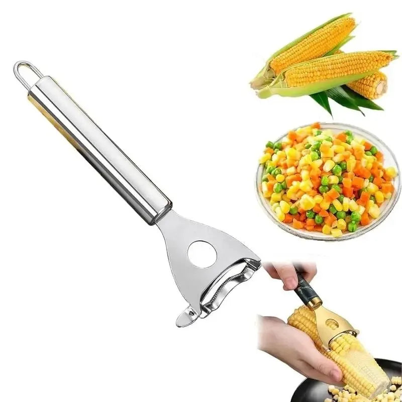 7.1 Inch Multi-Purpose Corn Stripper,Hole & Thickened Steel Design, for Quick, Neat Kernels, Dishwasher Safe, Comfortable Handle