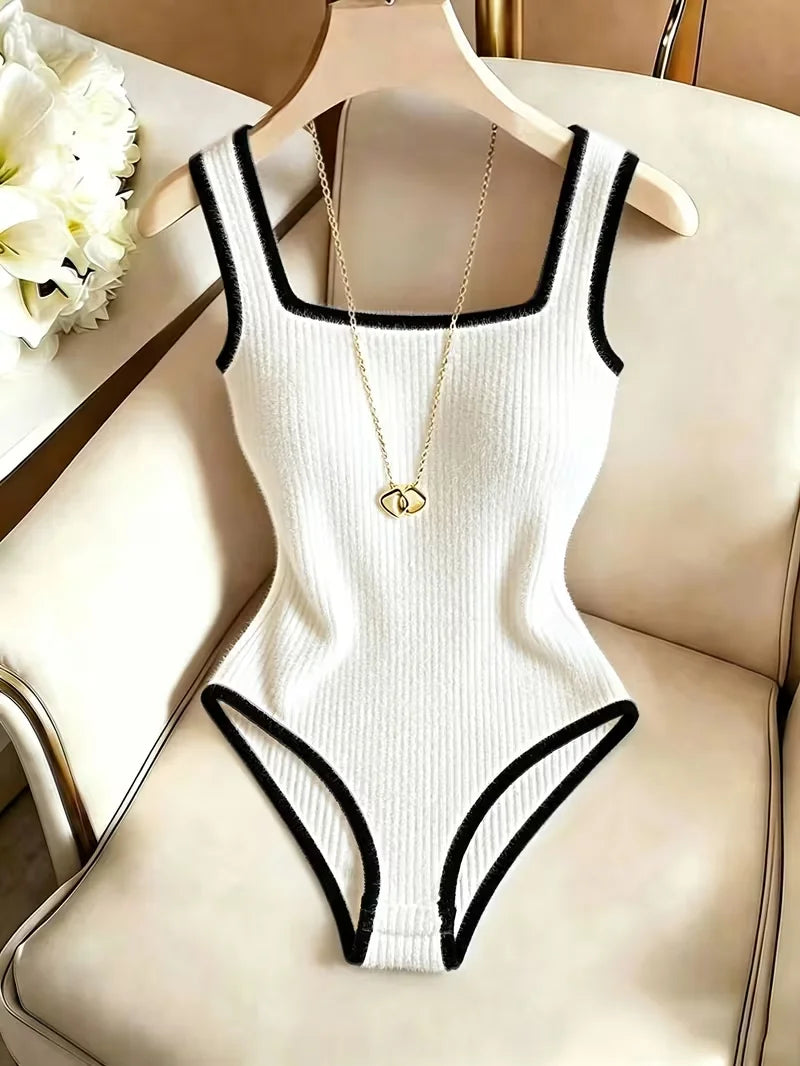 Women's ribbed square neck bodysuit set — view 3 of 20
