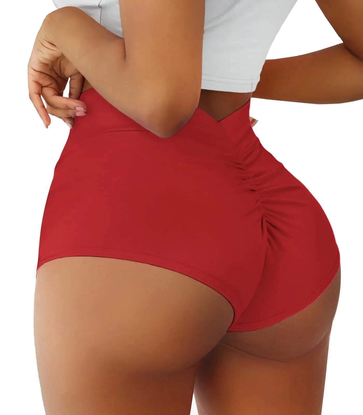 Womens Booty Shorts High Waist V Back Scrunch Workout Yoga Gym Shorts Dance Fitness Running Hot Pants Butt Lifting Rave Bottoms