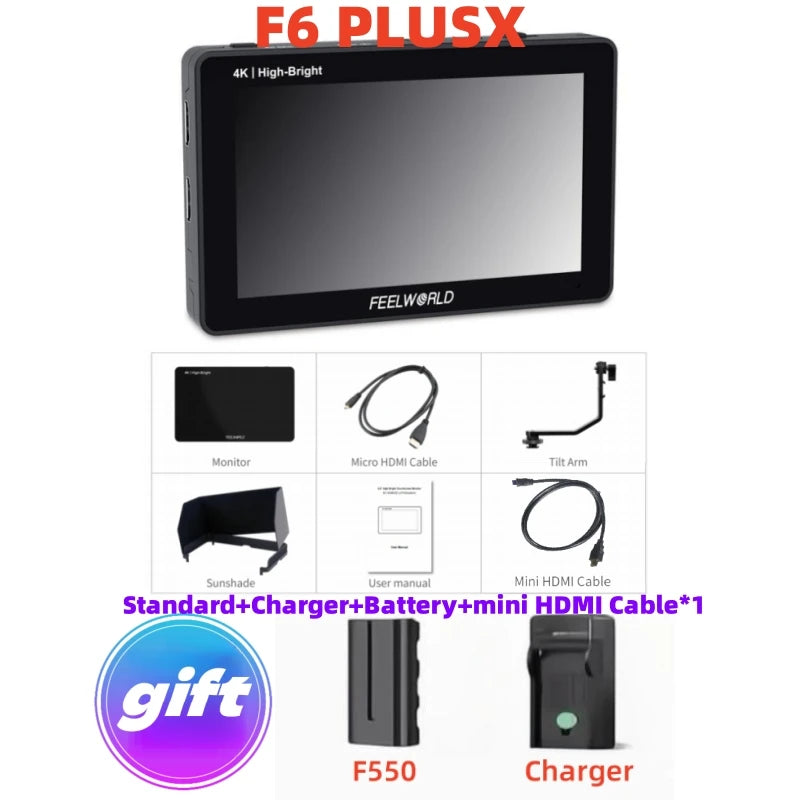 FEELWORLD F6 PLUSX Touch Screen 5.5 Inch Portable Monitor Accurate Waveform Monitoring Camere DSLR 3D LUT Full HD 1920x1080